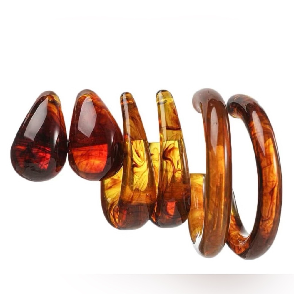 3-Pair brown Tortoise Shell Acrylic Hoop Earrings Set